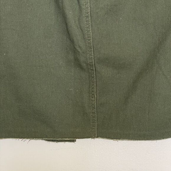 Forever 21 Womens Skirt Sz Large Knee length Green Olive Button down Raw Hemmed - Picture 11 of 12